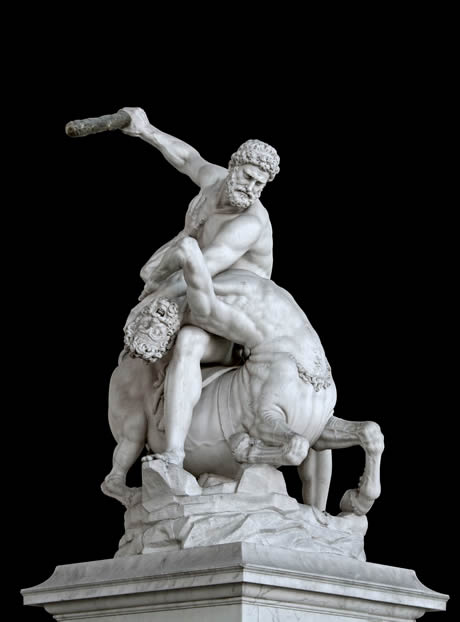 Hercules fighting the centaur nessus statue in Florence photo