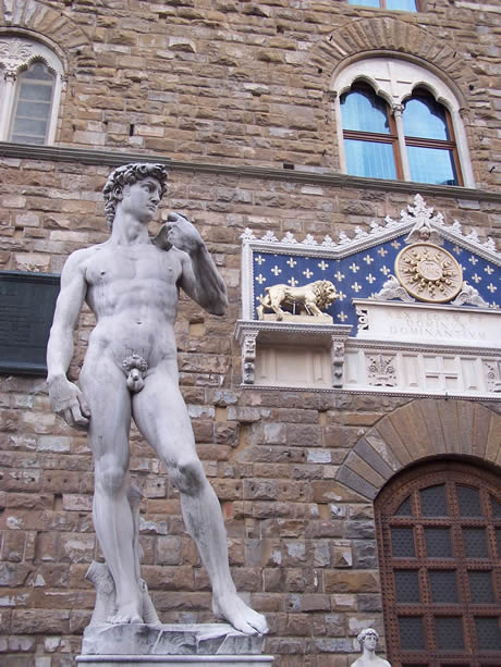 Michelangelo s david in front of the palazzo vecchio Florence photo