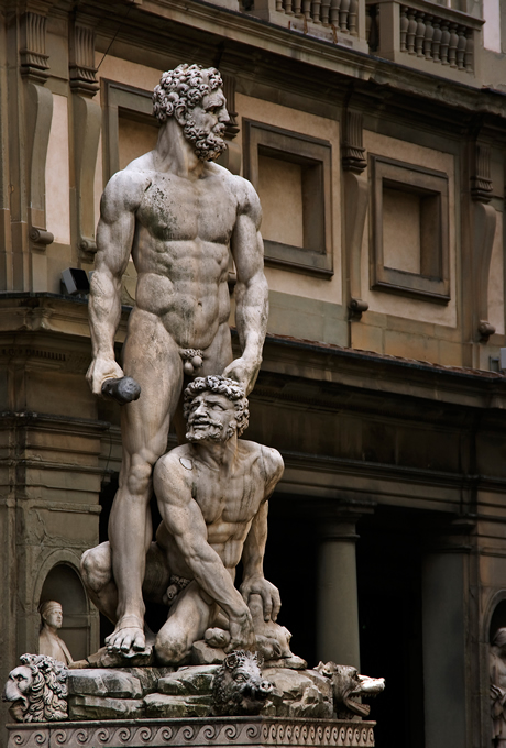 Sculpture in front of palazzo vecchio in Florence photo
