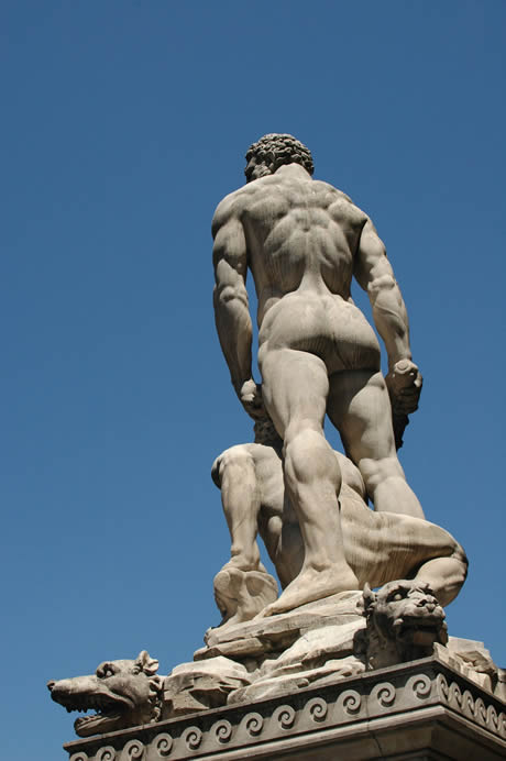 White marble statue hercules and cacus in Florence photo